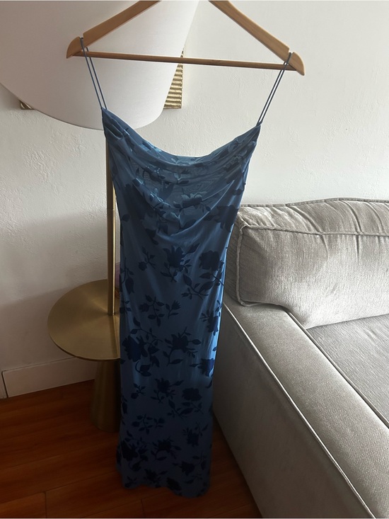 Steps New York Dresses & Skirts - Y2K Velvet Burnout Blue Floral Whimsigoth Maxi Dress Gown Size S Fairy Draped